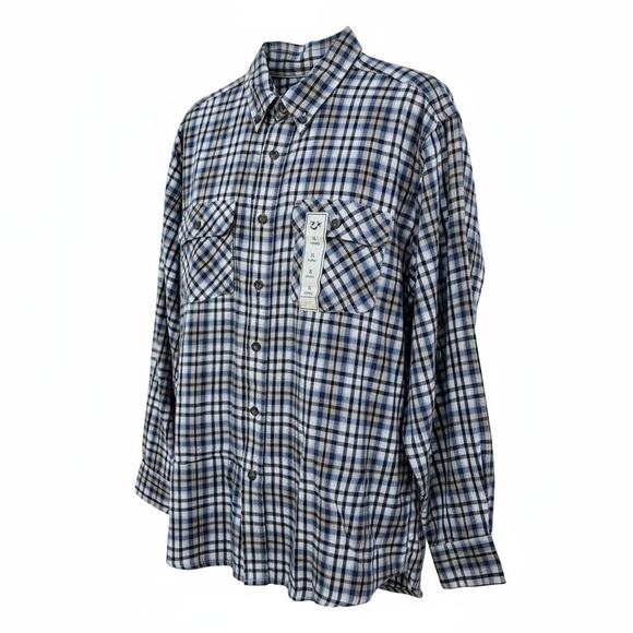 Outdoor Life Flannel Grey Brown Plaid Button-Down Long Sleeve Shirt  Men Size XL - Picture 3 of 16